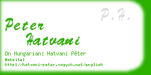 peter hatvani business card